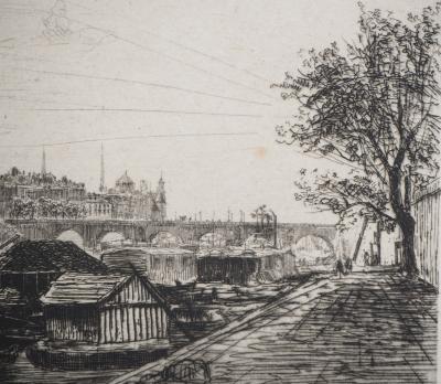 Maxime LALANNE : Paris, Vue prise du Pont St-Michel - Eau forte Originale Signée 2