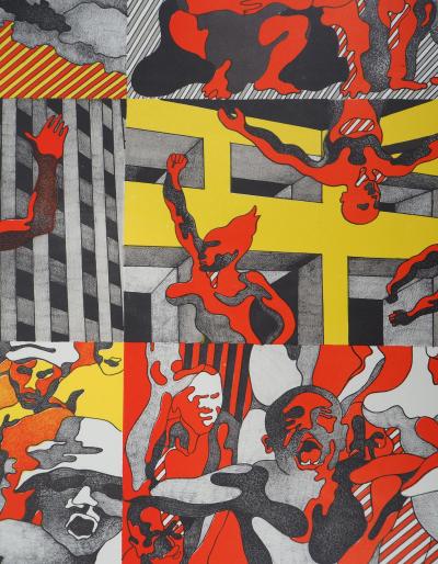 Henri CUECO : Les hommes rouges - Lithographie, 1974 2