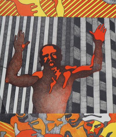 Henri CUECO : Les hommes rouges - Lithographie, 1974 2