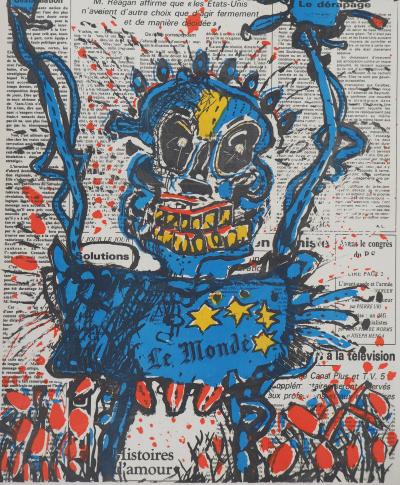 Jean KIRAS : Le bonhomme du Monde - Lithographie Originale Signée 2