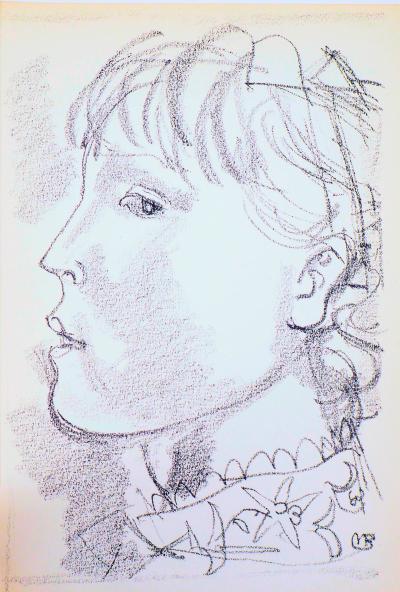 Maurice BARRAUD - Femme de profil - Lithographie originale signée 2