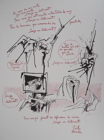 Guillermo NUÑEZ : Les ennemis (Pablo Neruda) - Lithographie Originale Signée 2
