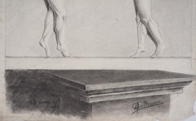 M. GUILLAUME : Deux gladiateurs nus - Dessin Original Signé 2