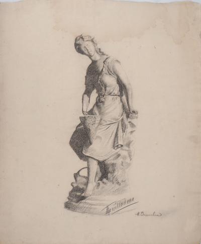 M. GUILLAUME : Portrait féminin du XIXe siècle - Dessin Original Signé 2