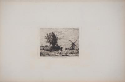 Marcellin DE GROISELLIEZ : Avelghen près de Courtray - Eau forte Originale Signée 2