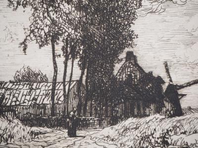 Marcellin DE GROISELLIEZ : Avelghen près de Courtray - Eau forte Originale Signée 2