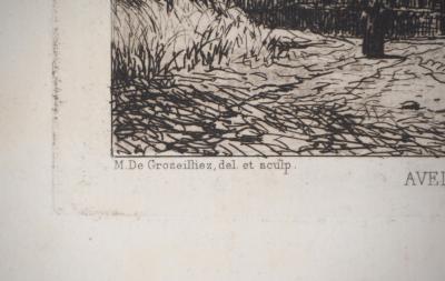 Marcellin DE GROISELLIEZ : Avelghen près de Courtray - Eau forte Originale Signée 2