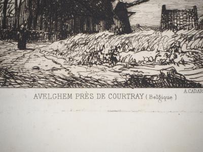 Marcellin DE GROISELLIEZ : Avelghen près de Courtray - Eau forte Originale Signée 2