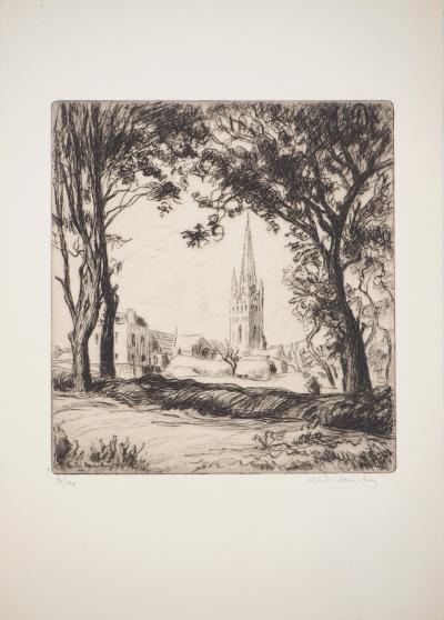 André DAUCHEZ  : Paysage - Eau forte Originale Signée 2
