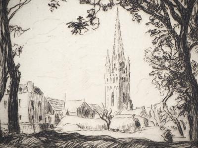 André DAUCHEZ  : Paysage - Eau forte Originale Signée 2