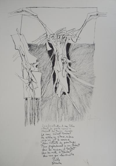 Guillermo NUÑEZ : Les entrailles de ma patrie (Pablo Neruda) - Lithographie originale signée au rcayon 2