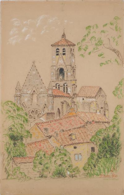 Early 20th Century School - Blanzac, 1940 - Hand signed pastel drawing 2