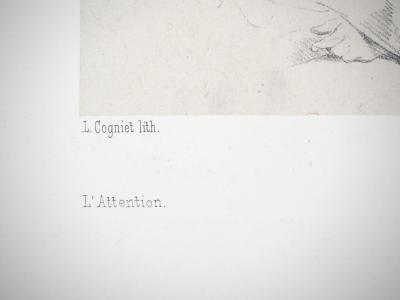 Léon COGNIET : L’attention (deux femmes pensives) - Lithographie Originale 2