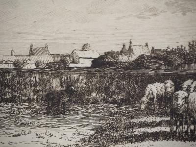 Ferdinand CHAIGNEAU : Mouton en plaine - Eau forte Originale 2