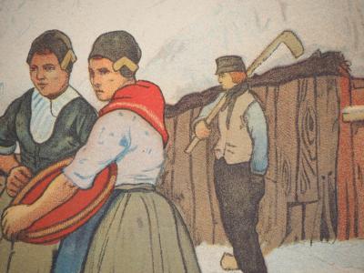 Henri CASSIERS (d’après) : Village flamand sous la neige - Gravure sur bois 2