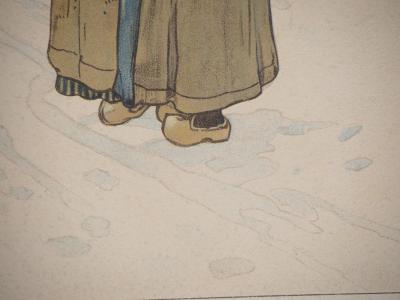 Henri CASSIERS (d’après) : Village flamand sous la neige - Gravure sur bois 2