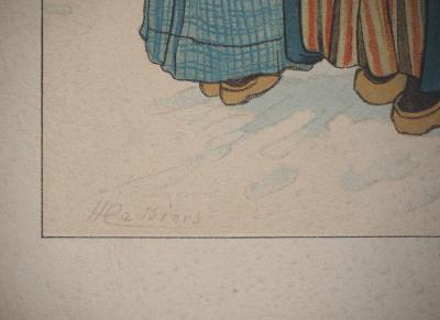 Henri CASSIERS (d’après) : Village flamand sous la neige - Gravure sur bois 2