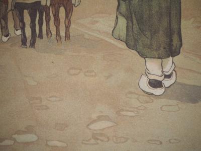 Henri CASSIERS : Scène de port de pêche dans les Flandres - Lithographie 2