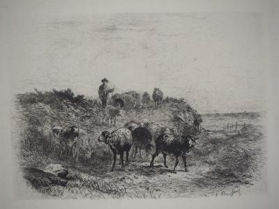 Felix BRISSOT DE WARWILLE : Le retour à la ferme - Eau forte Originale 2