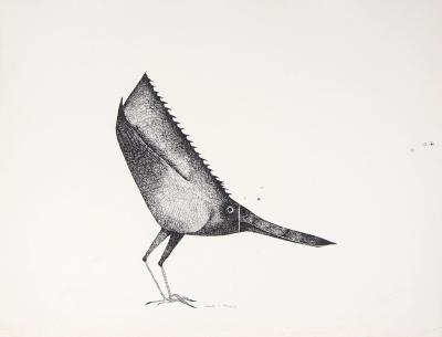 Charles LE BARS  : Le merle noir - Dessin à l’encre de Chine original signé 2