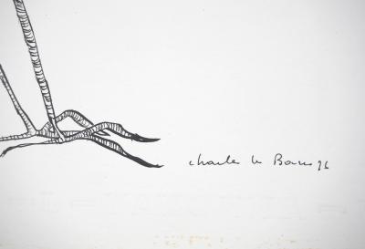Charles LE BARS  : Le merle noir - Dessin à l’encre de Chine original signé 2