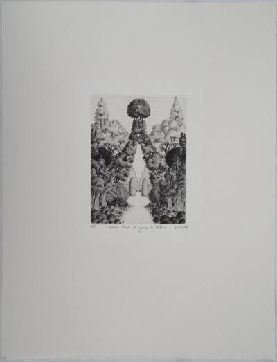 François HOUTIN : Entrée Nord du jardin des délices - Gravure Originale Signée 2