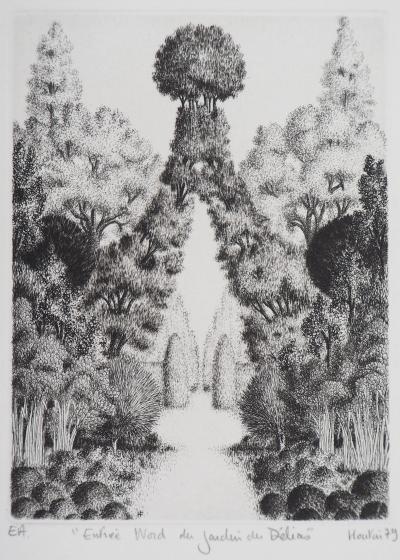 François HOUTIN : Entrée Nord du jardin des délices - Gravure Originale Signée 2