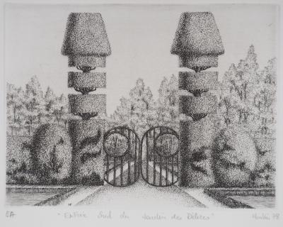 François HOUTIN : Entrée Sud du jardin des délices - Gravure Originale Signée 2