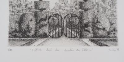 François HOUTIN : Entrée Sud du jardin des délices - Gravure Originale Signée 2