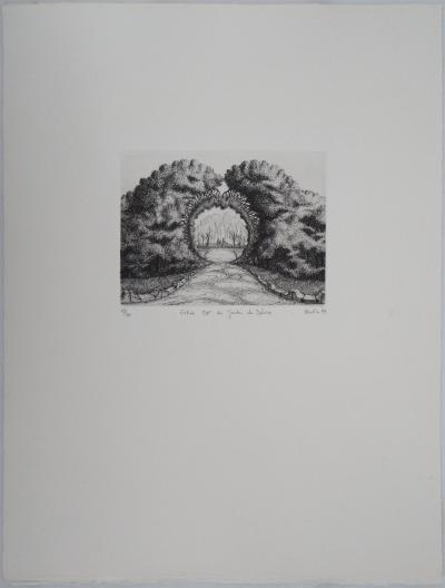 François HOUTIN : Entrée Est du jardin des délices - Gravure Originale Signée 2