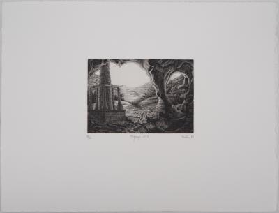 François HOUTIN : Paysage n°2 - Gravure Originale Signée 2