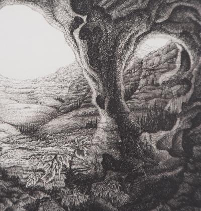 François HOUTIN : Paysage n°2 - Gravure Originale Signée 2