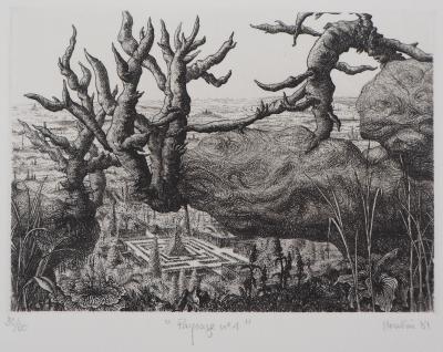 François HOUTIN : Paysage n°1 - Gravure Originale Signée 2