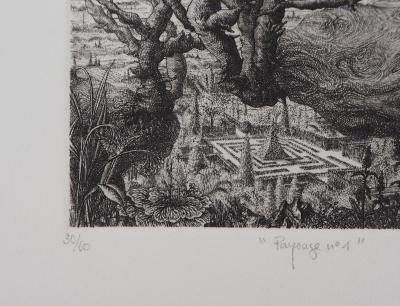 François HOUTIN : Paysage n°1 - Gravure Originale Signée 2