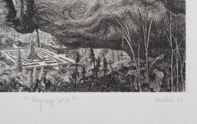 François HOUTIN : Paysage n°1 - Gravure Originale Signée 2