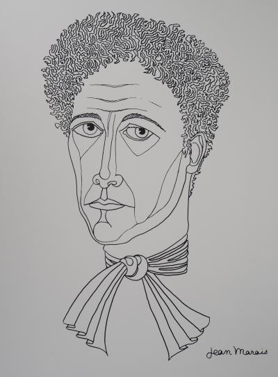 Jean MARAIS - Portrait de Jean Cocteau - Lithographie Originale Signée 2