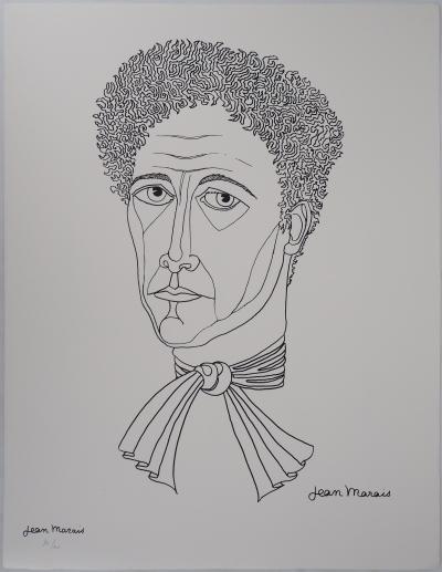 Jean MARAIS - Portrait de Jean Cocteau - Lithographie Originale Signée 2