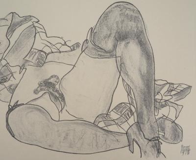 Egon SCHIELE (d’après) : Nu provocant - Lithographie Signée 2