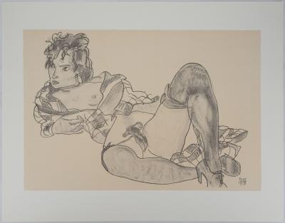 Egon SCHIELE (d’après) : Nu provocant - Lithographie Signée 2