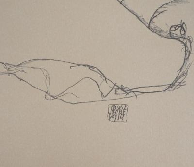 Egon SCHIELE (d’après) : Nu la jambe levée - Lithographie Signée 2