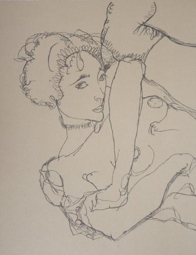 Egon SCHIELE (d’après) : Nu la jambe levée - Lithographie Signée 2