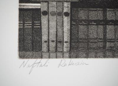 Naftali RAKUZIN : Classement de livres II - Gravure originale signée 2