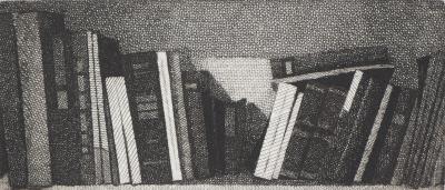 Naftali RAKUZIN : Rangement de livres (N3) - Gravure originale signée 2