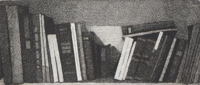 Naftali RAKUZIN : Rangement de livres (N3) - Gravure originale signée 2