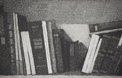 Naftali RAKUZIN : Rangement de livres (N3) - Gravure originale signée 2