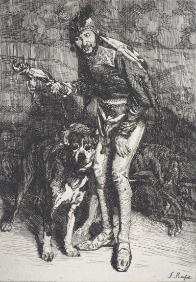 Ferdinand ROYBET : Un fou sous Henri III - Eau forte originale signée 2