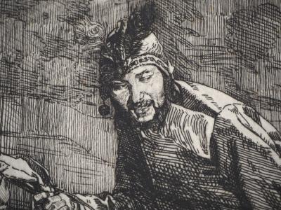 Ferdinand ROYBET : Un fou sous Henri III - Eau forte originale signée 2