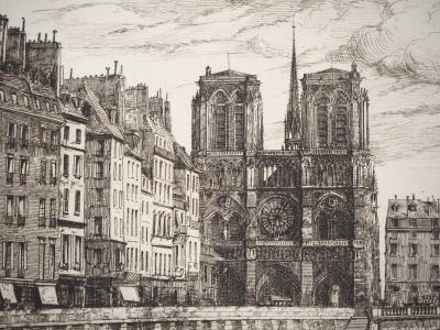 Henri Alexandre SAFFREY : Paris, Vue sur Notre Dame - Eau forte originale signée 2
