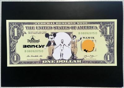 BANKSY - Sérigraphie sur billet de 1 dollar  - Oeuvre originale Dismaland 2