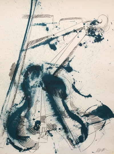 ARMAN - Violon bleu éclaté - Lithographie originale signée 2